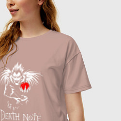 Футболка оверсайз женская DEATH NOTE ТЕТРАДЬ СМЕРТИ, цвет: пыльно-розовый — фото 2