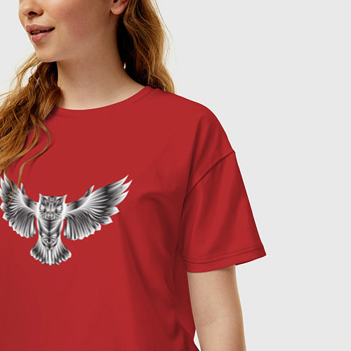 Женская футболка оверсайз Сова / Красный – фото 3