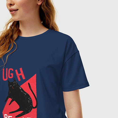 Женская футболка оверсайз Тьфу Люди Black Cat / Тёмно-синий – фото 3