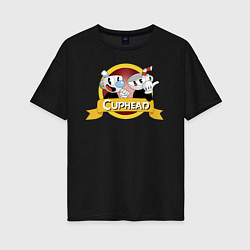 Футболка оверсайз женская CUPHEAD КАПХЕД, цвет: черный