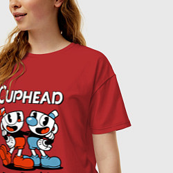 Футболка оверсайз женская Cuphead, Dont deal with devil, цвет: красный — фото 2