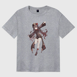 Футболка оверсайз женская Весёлая Ху Тао, цвет: меланж