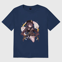 Футболка оверсайз женская Весёлая Ху Тао, цвет: тёмно-синий