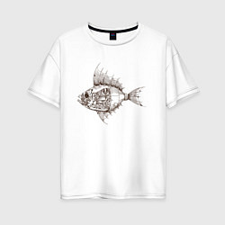Футболка оверсайз женская Стимпанк Рыба Steampunk Fish Z, цвет: белый