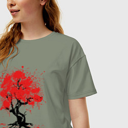 Футболка оверсайз женская САКУРА SAKURA ВИШНЯ, цвет: авокадо — фото 2