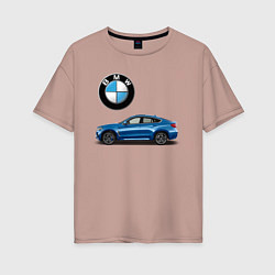Футболка оверсайз женская BMW X6, цвет: пыльно-розовый
