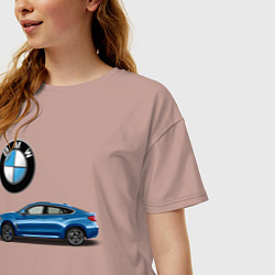 Футболка оверсайз женская BMW X6, цвет: пыльно-розовый — фото 2