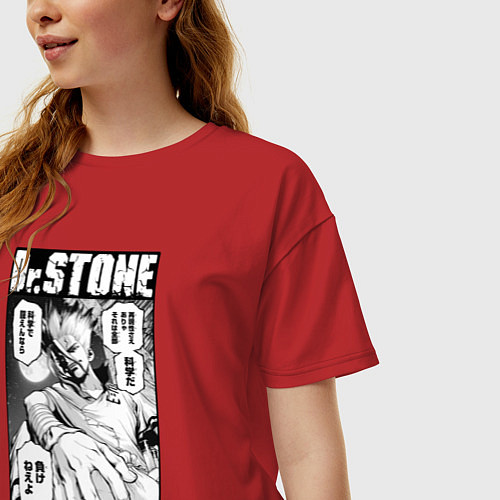 Женская футболка оверсайз Dr Stone / Красный – фото 3