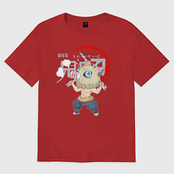 Футболка оверсайз женская Иноске Хашибира Kimetsu no Yaiba, цвет: красный