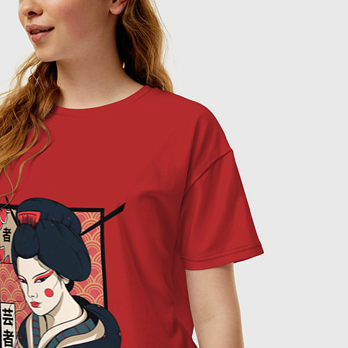 Женская футболка оверсайз Традиционная Японская Гейша / Красный – фото 3