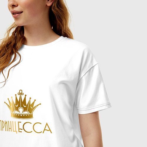 Женская футболка оверсайз ПРИНЦЕССА ЗОЛОТАЯ КОРОНА / Белый – фото 3