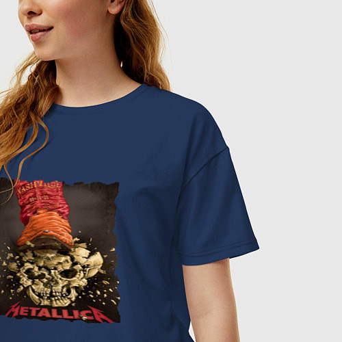 Женская футболка оверсайз METALLICA SKULL&BONES / Тёмно-синий – фото 3