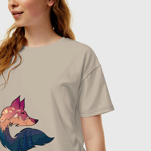 Женская футболка оверсайз Дух леса / Миндальный – фото 3