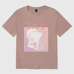 Футболка оверсайз женская Vaporwave Strawberry Milk, цвет: пыльно-розовый