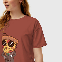 Футболка оверсайз женская Пепперони пицца в костюме, цвет: кирпичный — фото 2