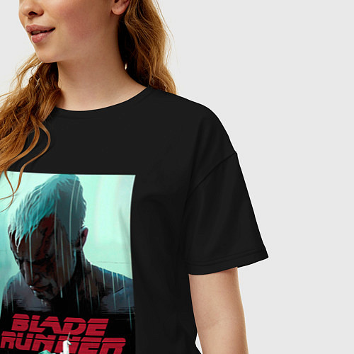 Женская футболка оверсайз Слезы в дожде Blade Runner / Черный – фото 3