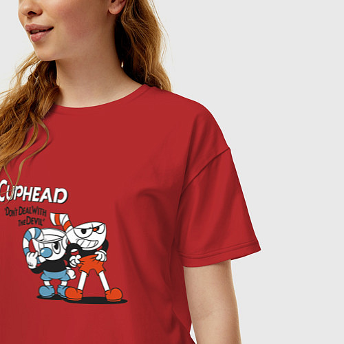 Женская футболка оверсайз Cuphead / Красный – фото 3