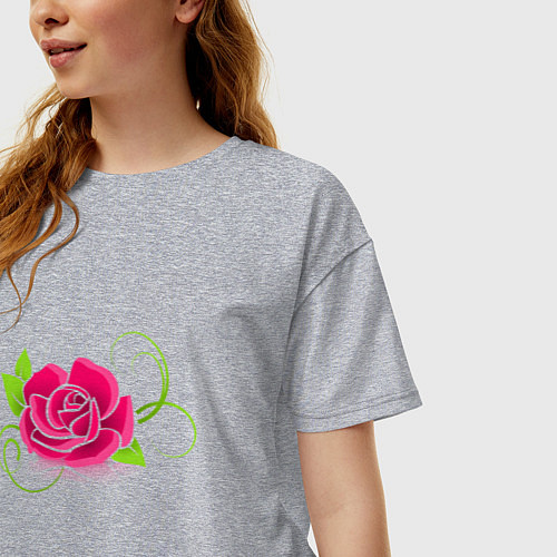 Женская футболка оверсайз Цветок / Меланж – фото 3