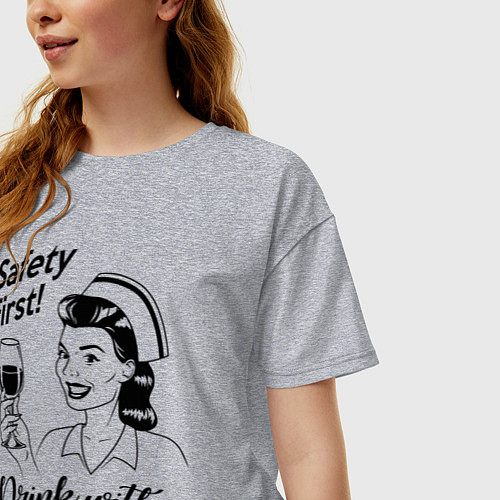 Женская футболка оверсайз Пей с медсестрой! / Меланж – фото 3