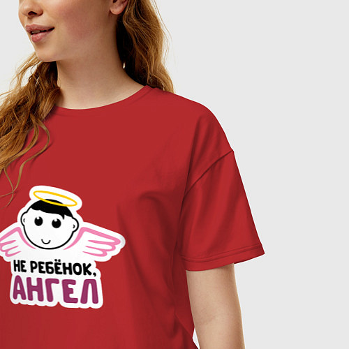 Женская футболка оверсайз Не ребенок, ангел / Красный – фото 3