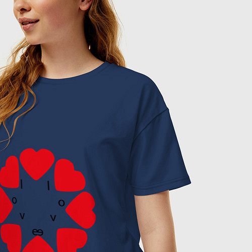 Женская футболка оверсайз Лицо любви / Тёмно-синий – фото 3