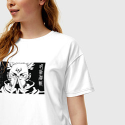 Футболка оверсайз женская Магическая битва Сукуна, цвет: белый — фото 2