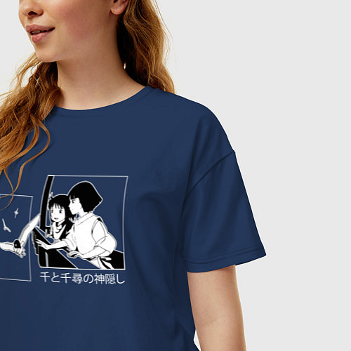 Женская футболка оверсайз Унесенные призраками / Тёмно-синий – фото 3