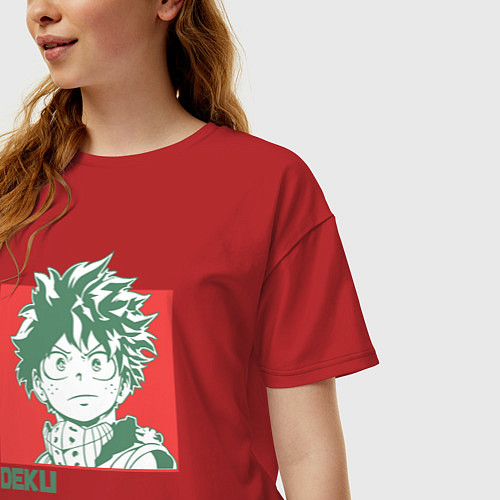 Женская футболка оверсайз Моя геройская академия Деку / Красный – фото 3