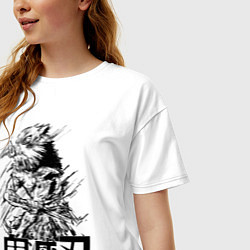 Футболка оверсайз женская Иноске Хашибира Kimetsu no Yaiba, цвет: белый — фото 2