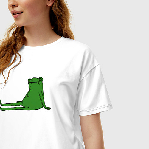 Женская футболка оверсайз Лягушка приуныла / Белый – фото 3