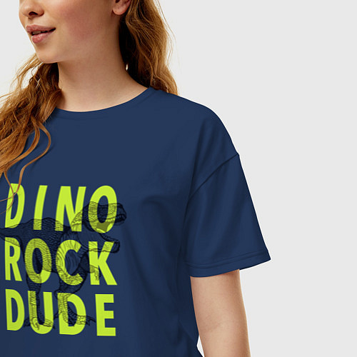 Женская футболка оверсайз DINO ROCK DUDE / Тёмно-синий – фото 3