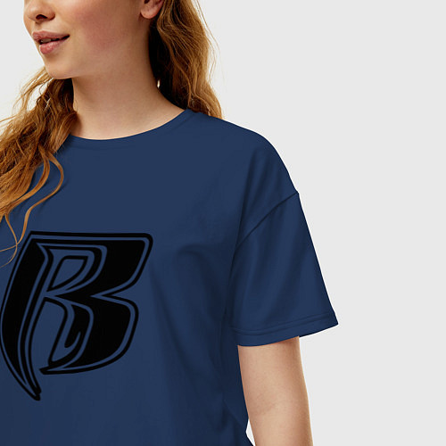 Женская футболка оверсайз Ruff Ryders DMX Z / Тёмно-синий – фото 3
