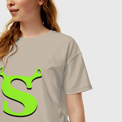 Футболка оверсайз женская Shrek: Logo S, цвет: миндальный — фото 2