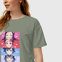 Футболка оверсайз женская Клинок, рассекающий демонов ГЕРОИ, цвет: авокадо — фото 2