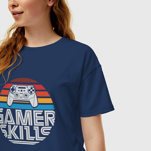 Женская футболка оверсайз GAMER SKILLS / Тёмно-синий – фото 3