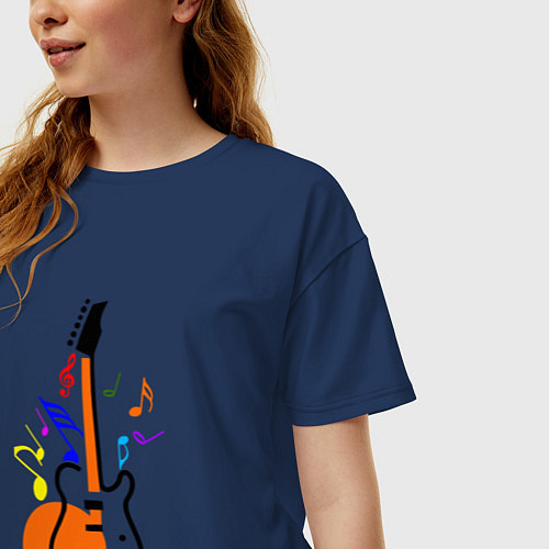 Женская футболка оверсайз Цветная гитара / Тёмно-синий – фото 3