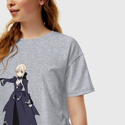 Женская футболка оверсайз Saber - Fate / Меланж – фото 3