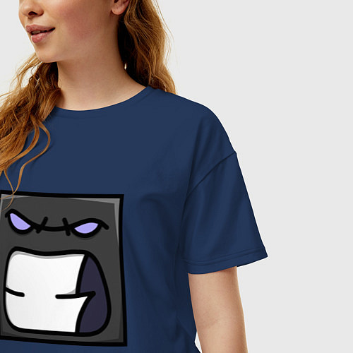 Женская футболка оверсайз Geometry Dash Muzzle Z / Тёмно-синий – фото 3