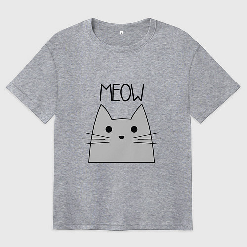 Женская футболка оверсайз Котик - Мяу / Меланж – фото 1