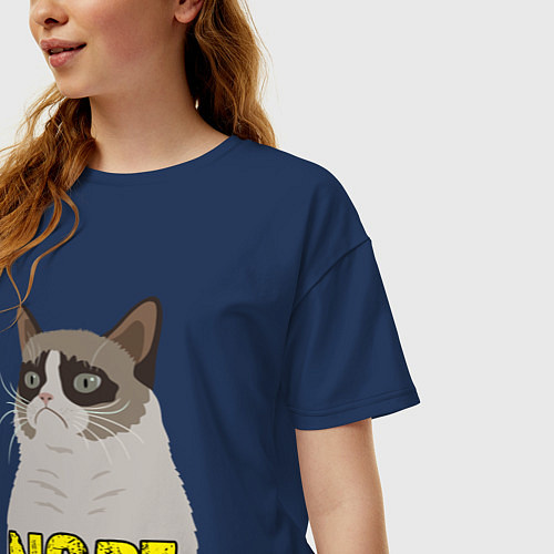 Женская футболка оверсайз Nope Cat / Тёмно-синий – фото 3