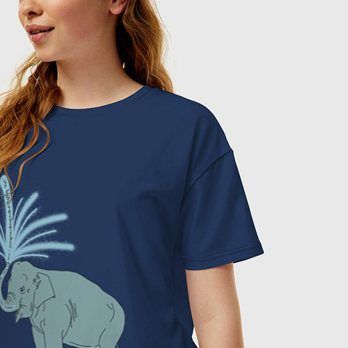 Женская футболка оверсайз Слониха / Тёмно-синий – фото 3