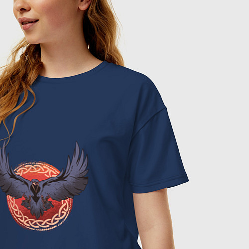 Женская футболка оверсайз Dark Raven Тёмный Ворон / Тёмно-синий – фото 3
