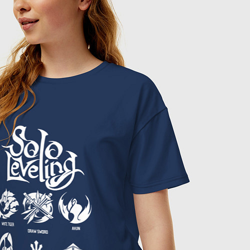 Женская футболка оверсайз SOLO LEVELING ГИЛЬДИИ / Тёмно-синий – фото 3