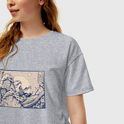 Футболка оверсайз женская Японская лягушка Укиё-э, цвет: меланж — фото 2