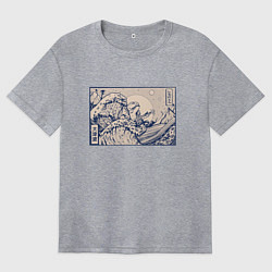 Футболка оверсайз женская Японская лягушка Укиё-э, цвет: меланж