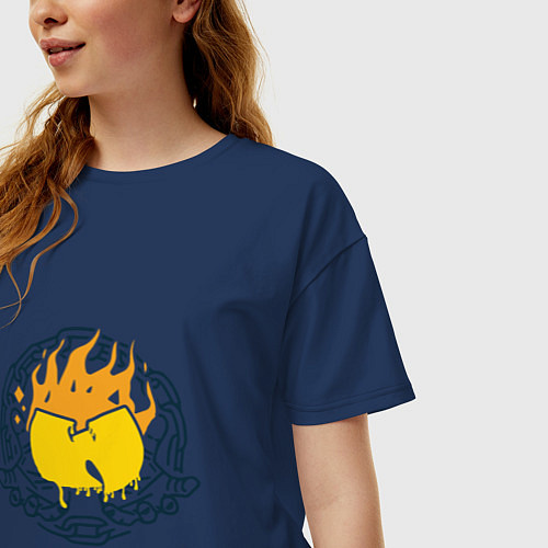Женская футболка оверсайз Wu-Tang Fire / Тёмно-синий – фото 3