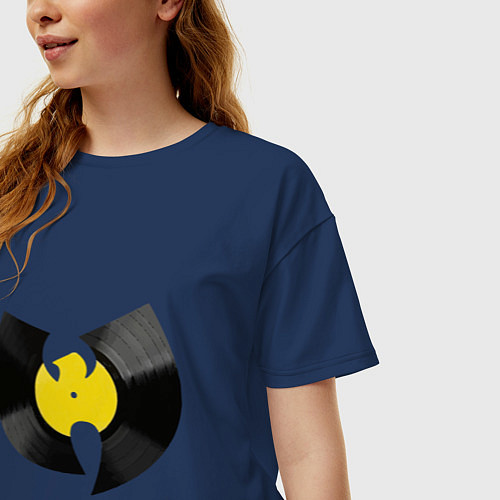 Женская футболка оверсайз Wu-Tang Vinyl / Тёмно-синий – фото 3