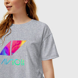 Футболка оверсайз женская AVICII RAIBOW, цвет: меланж — фото 2