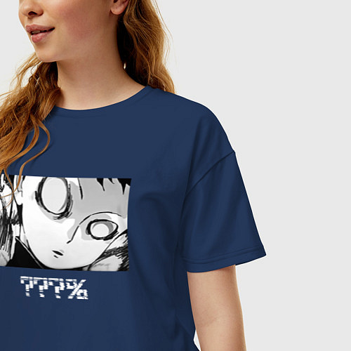 Женская футболка оверсайз МОБ ПСИХО 100 / Тёмно-синий – фото 3
