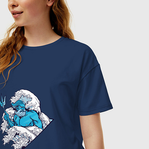 Женская футболка оверсайз Great Poseidon Wave off Athens / Тёмно-синий – фото 3
